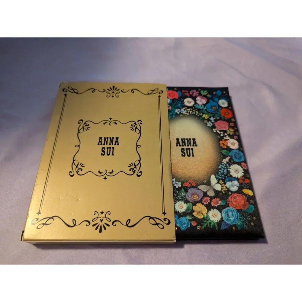 Anna Sui Limited Edition Story Book Compact Mirror W/ Floral Design & Gold Cover